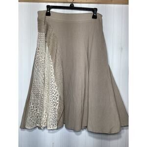 Oddy Women’s Cotton Skirt Size Large Beige Lace
